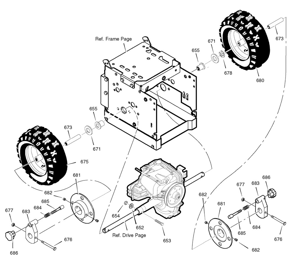 Wheels Diagram and Parts List for 1695368-6291490X54 2007 Briggs and Stratton Snow Blower
